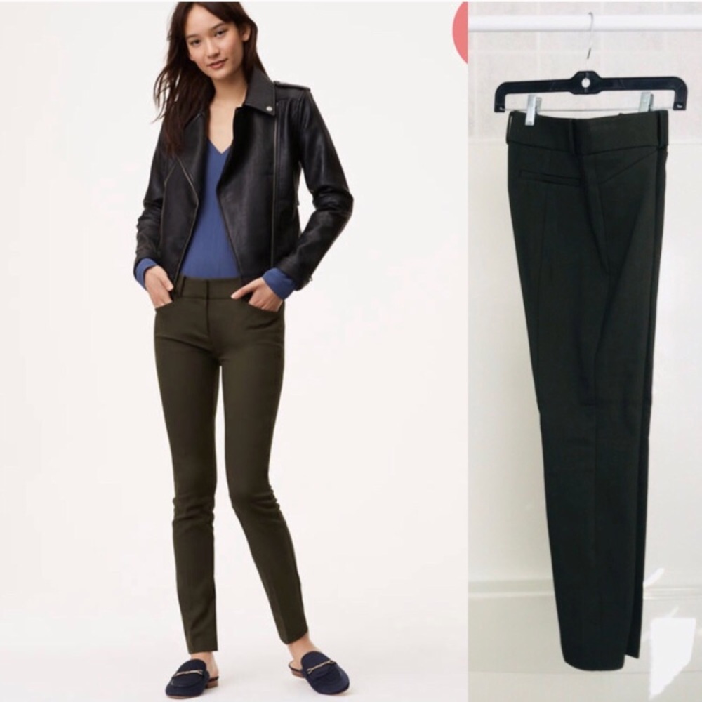 LOFT Petites Olive Green Skinny Ankle Pant in Marisa Fit